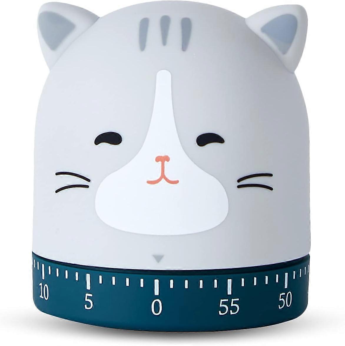 Küchen-Timer, Eier-Timer Mechanischer Countdown-Timer mit lautem Wecker zum Backen geeignet (67x60x60mm, Katze)