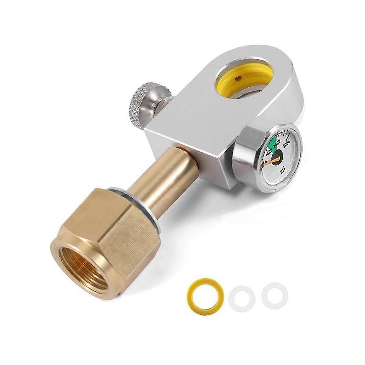 CO2 Refill Adapter Fit for Duo, Art,Terra Quick Connect CO2 Cylinder with 3000Psi Pressure Gauge fo