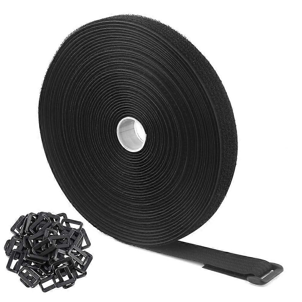 Cable Straps, 5M Cable Ties, Reusable Tape, Cable Ties Fixing Tape Hook &amp; Loop Loop Tape Organizer for Cords and Electrical Cable(Black) YDW