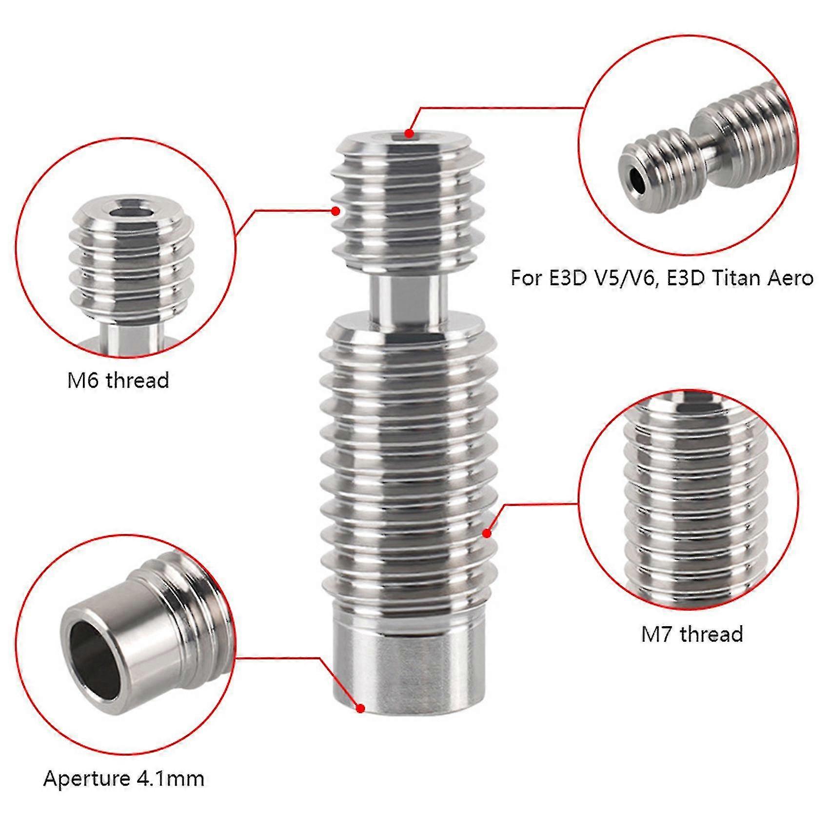 3d Printer M6 Thread Grade 5 Titanium Throat, Compatible With V5/v6