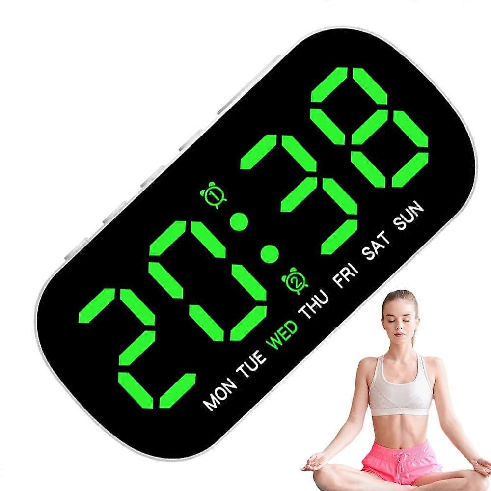 Alarm Clock for Bedrooms, Adjustable Brightness, 12/24H Portable Electronic Table Clock