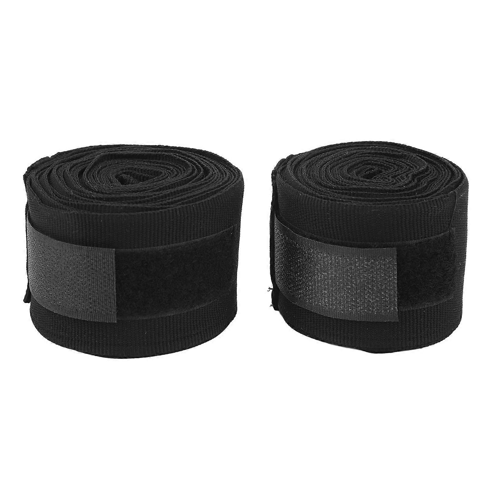 2 pz Boxe Fasce Cotone 5m Asciugatura Rapida Semi Elastico Gancio Loop Design Sport Fasce A Mano per Kickboxing Muay Thai Nero