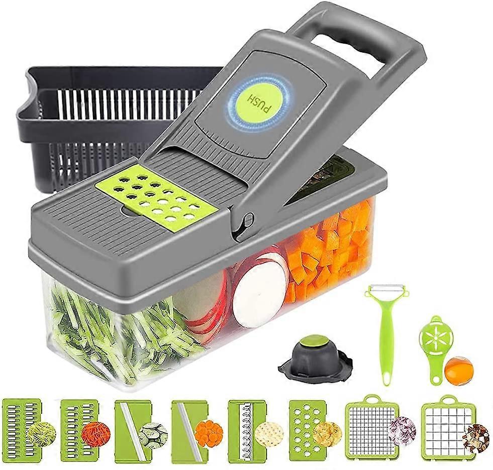 Vegetable Choppers,14 in 1 Kitchen Mandoline Food Cutter 10-Blade Onion Slicing Dicing Grating Chopping Egg Separator for Tomato Potato Aubergine Chee