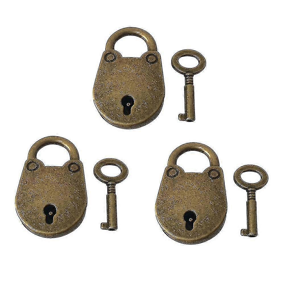 3pcs Vintage Antique Style Mini Bear Head Archaize Padlocks Key Lock With Keys