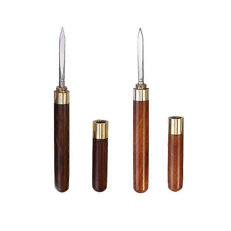 2pcs stainless steel tea tea needle with wooden handle for puer - style a and c