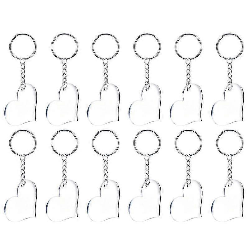 30 Pcs Acrylic Keychain Heart Shape Key Chain Blank Acrylic Key Ornaments