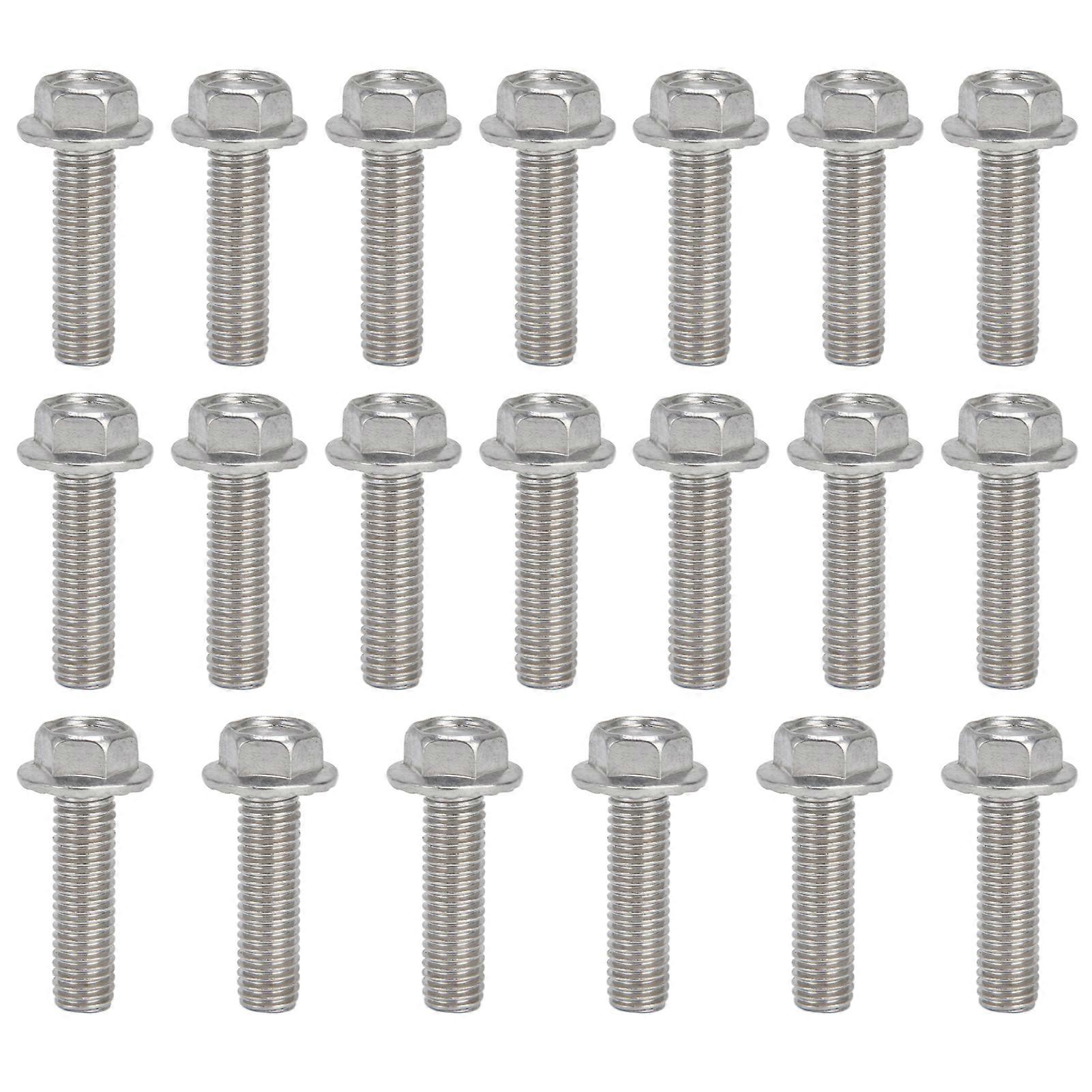 20Pcs M10x1.5 Screw Bolts A270 Stainless Steel Flanged Hex Head Bolt with Gasket DIN6921M10x35 NO.3127