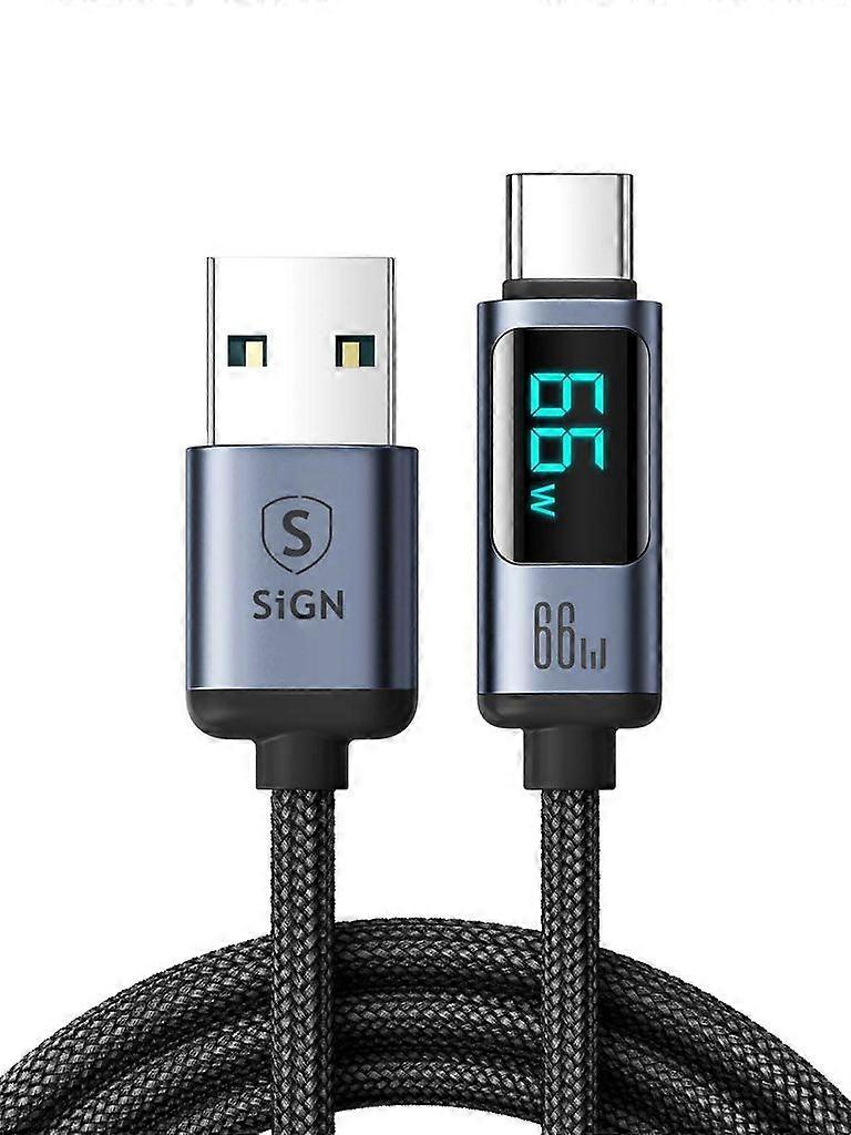 Prism Series 66W USB-A to USB-C Shielded Cable, 1.2m - Black