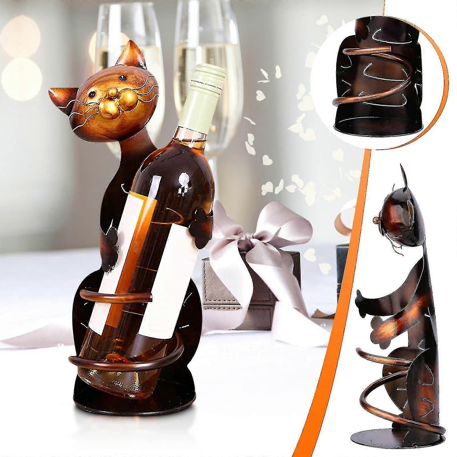 מתלה יין אדום קישוט חתול מודרני מינימליסטי יצירתי מתלה בקבוק יין קישוט ארון יין קישוט חתול