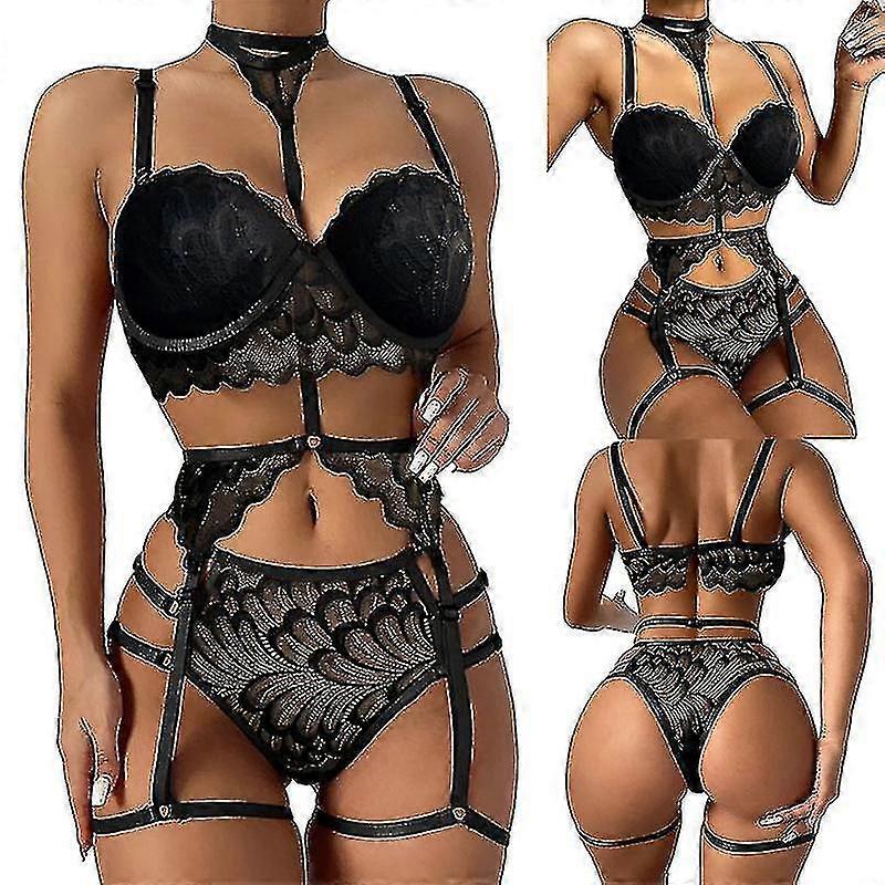 Γυναίκες Σέξι Εσώρουχα Strappy Δαντέλα Garter Εσώρουχα Σετ