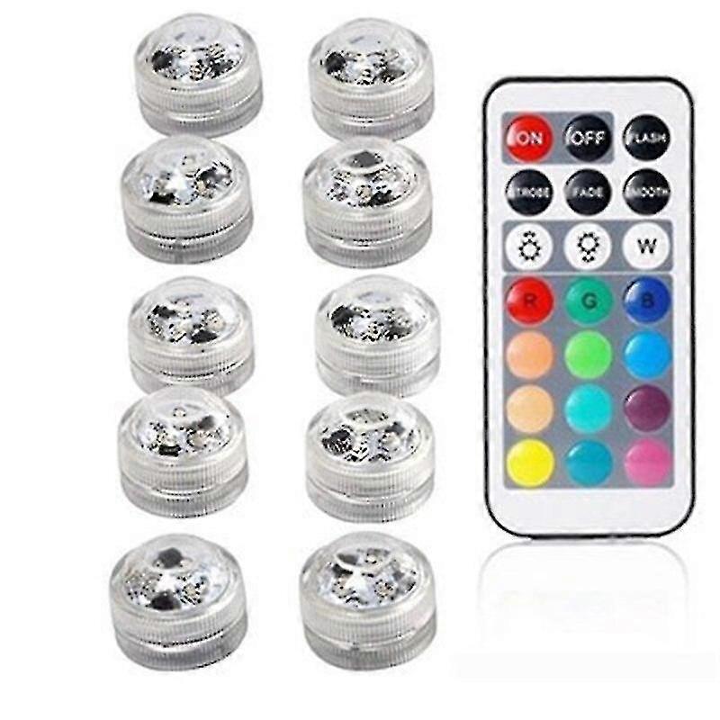 5/10pcs Underwater Led Lights Submersible Rgb Waterproof Light Battery Powered Swimming Pool Light With Battery For Vase Pond( Size : 1controller 10l