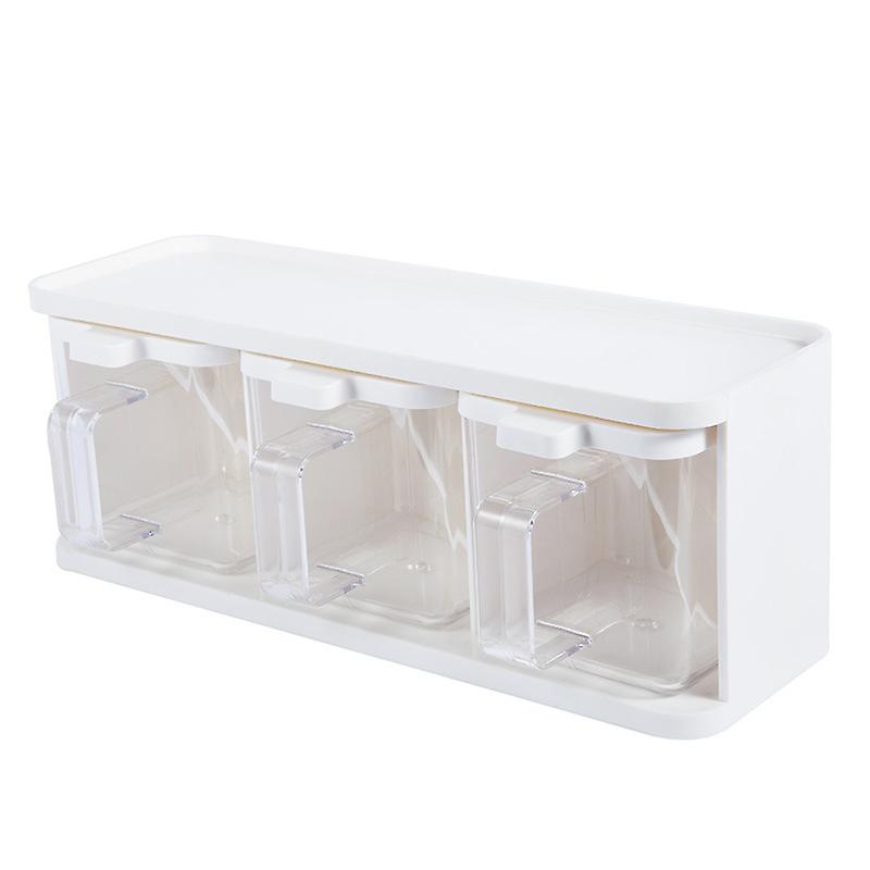 Spices Boxes 3 Grids Seasoning Box With Handle Spoon Transparent Spice Herb Storage Container