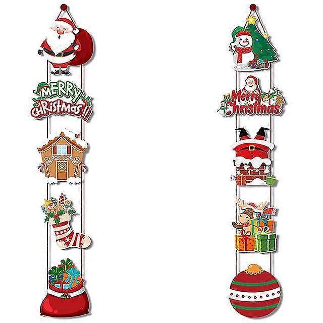 メリーハンギングドアバナーサンタクロース雪だるまカプレットデコレーションホームクリスマスギフトNavidad新年ノエル