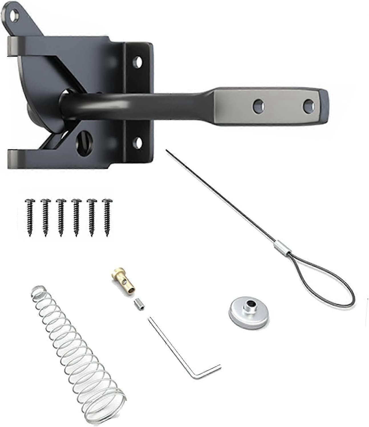 Garden gate latch, self-closing gravity latch, automatic gravity lever, gate lock, iron, spring loaded