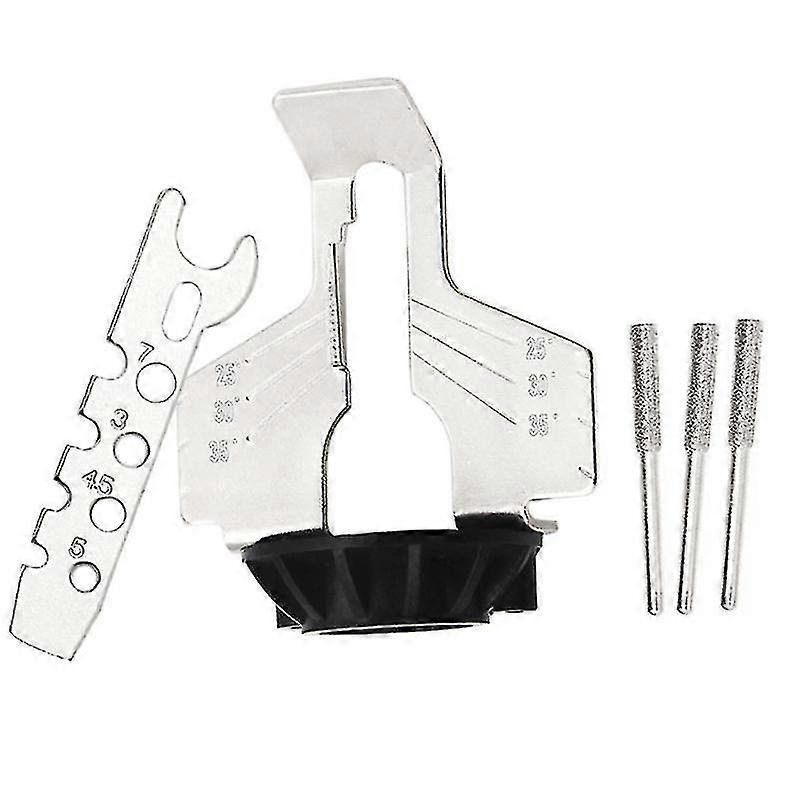 5pcs Sharpening Serrated Tool Set Rotary Power Drill Hand Sharpener Adapter Polishing Tools And Ruler Grinding Tool Silver