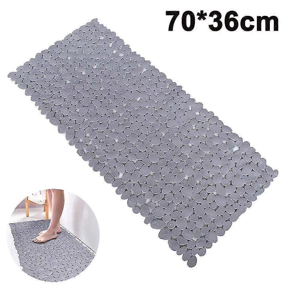 Pebble Bathtub Mat Non-slip Shower Mats With Suction Cups, 70*36cm