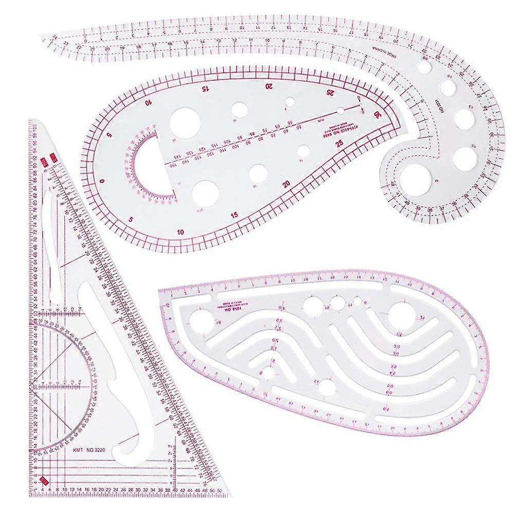 Sewing Ruler 4-piece Set of Clothing Ruler Metric Ruler Sewing Curve Ruler Sewing Tool Drawing Template DIY Clothing Customization Tool