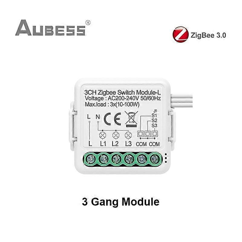 Tuya Zigbee Smart Switch No Neutral Wire Required 1/2/3 Gang Switch Support 2 Way Control Works with Alexa Google Home Alice