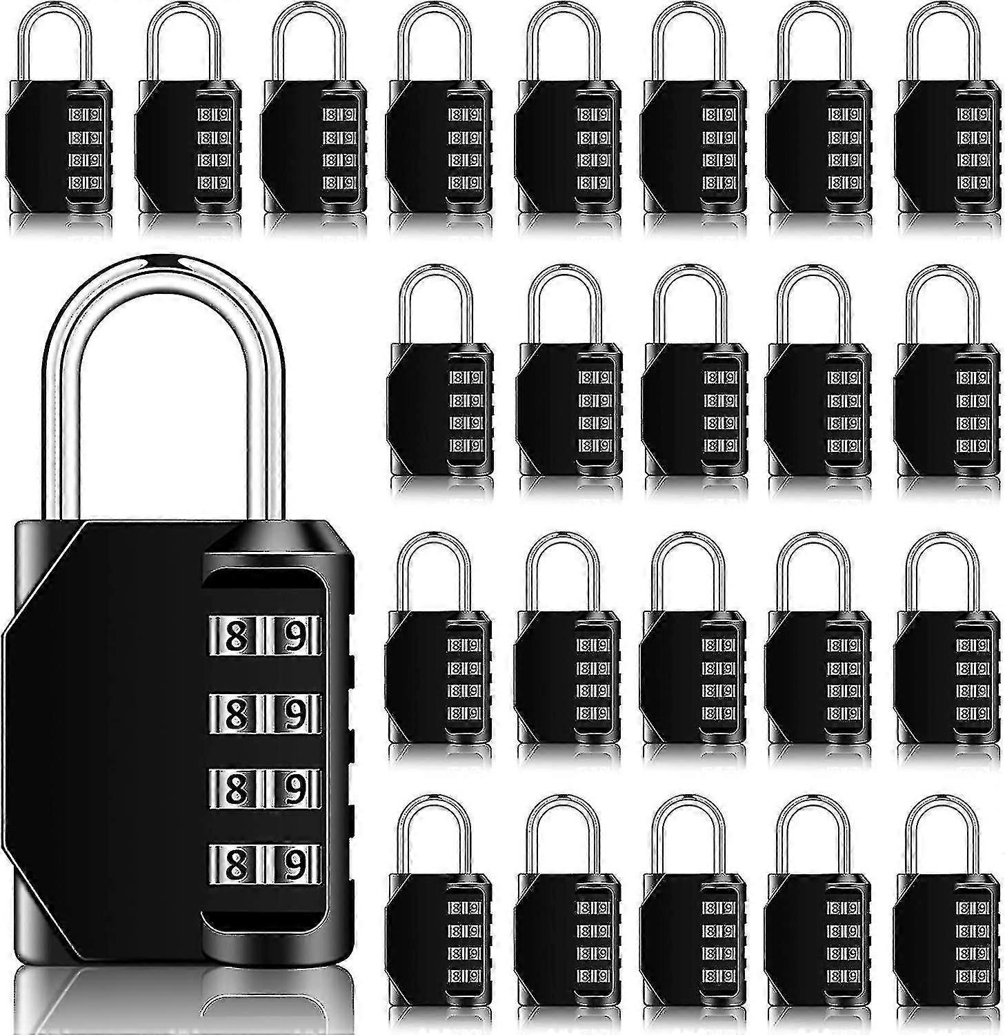 Combination Lock 4 Digit Combination Padlock Waterproof Fence Sports Toolbox Gate Case (black,24 Pieces)