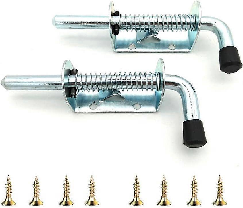 2ピース亜鉛メッキ鉄スプリングラッチ-セキュリティ128mmドアラッチロックプルリングスプリングドアボルト、ガレージドア用PETスプリングボルト