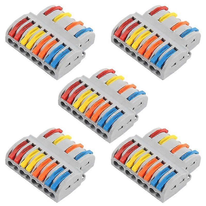 5pcs 4 In 8 Out Wire Connecter Lever Wire Nut Push-in Wiring Terminal Block