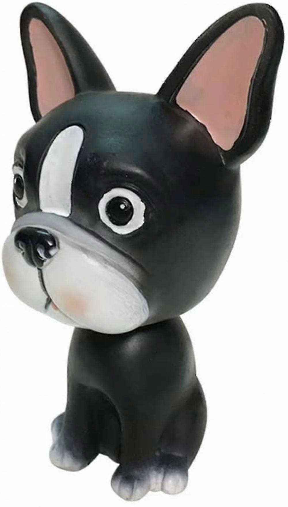 ボブルヘッドドッグブルドッグ、かわいい車のダッシュボードボブルヘッドボストンテリアの装飾、動物の樹脂の飾り子犬の揺れ頭のおもちゃ車の車のためのおもちゃ