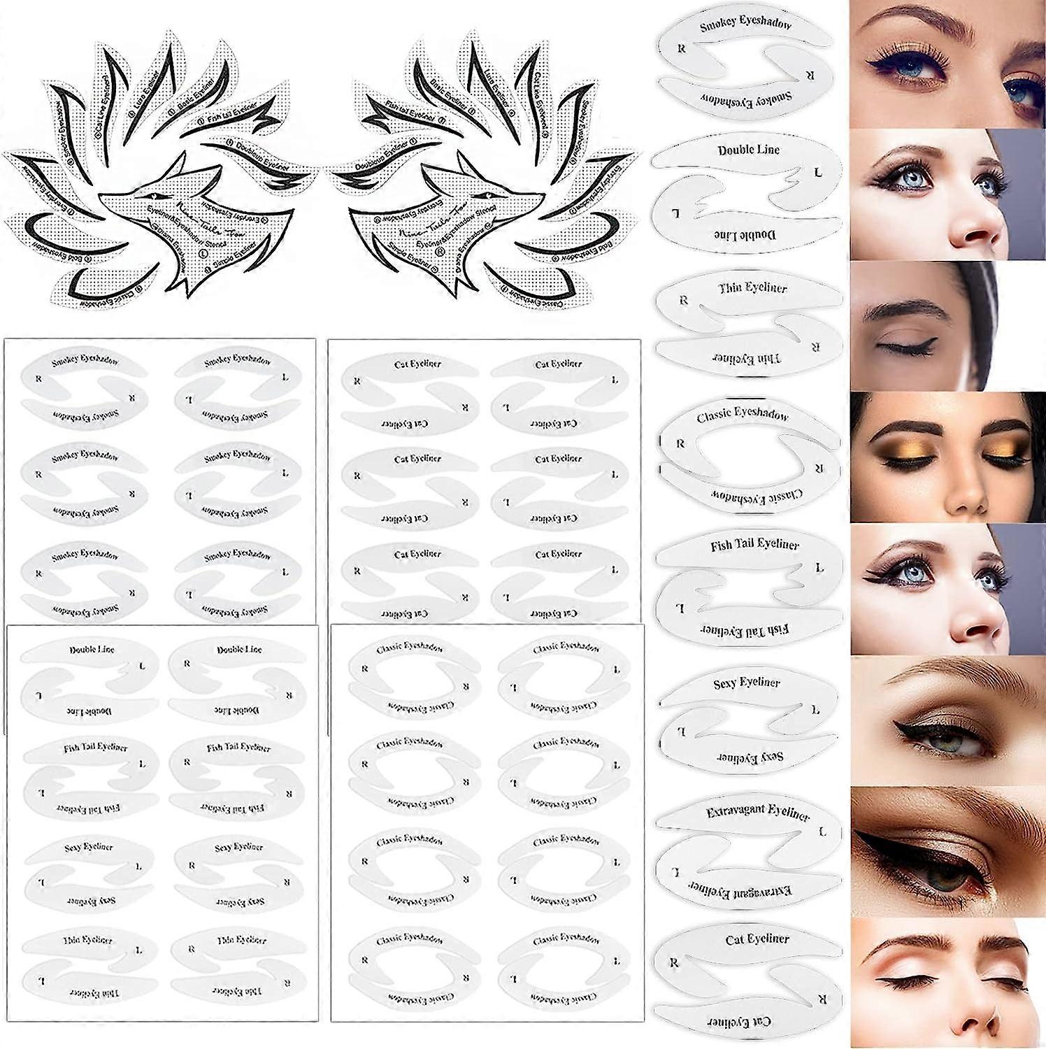 Eyeshadow Stencil Sticker Eyeliner Stencil Eyeliner Stickers Reusable, Smoky Makeup Tool Set, Cat Eyeliner Smokey Eyes, Stencils for Smokey Eye/Cat Ey