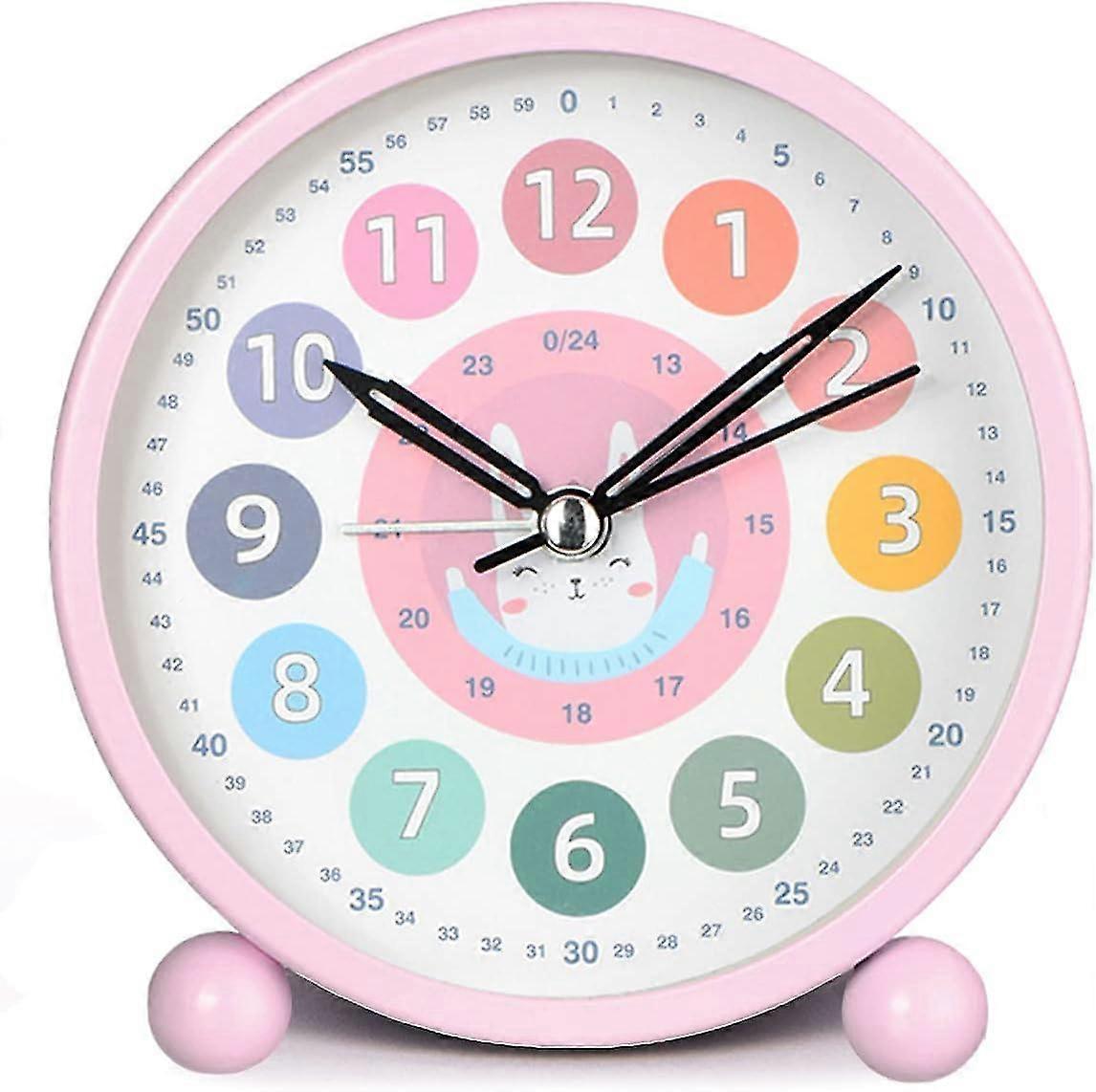 Kids Learning Alarm Clock, 4" Analog Table Clock, Silent, Battery Powered