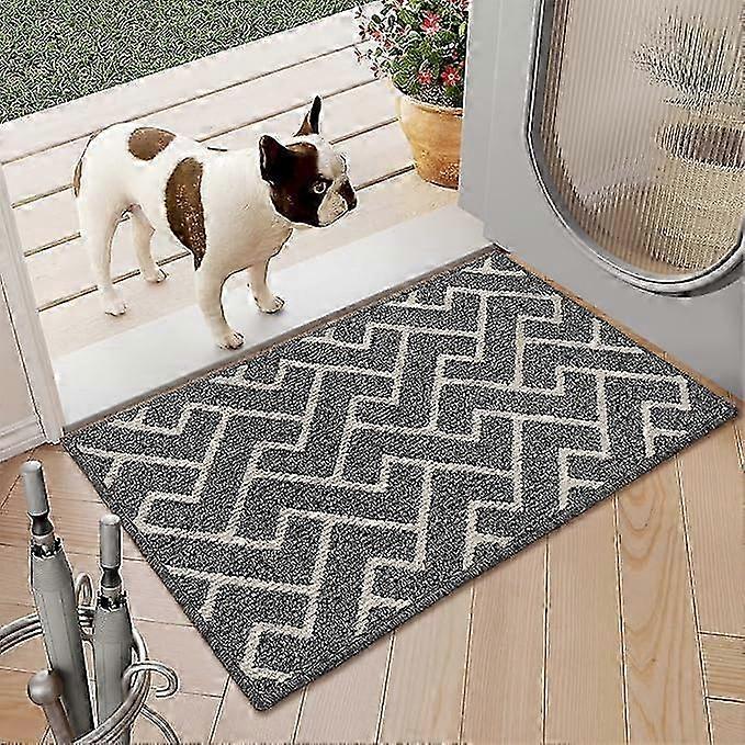 (Y)Indoor Doormat,Front Back Door Mat Rubber Backing Non Slip Door Mats,20"x31.5" Low-Profile Absorbent Resist Dirt Entryway Doormat (Grey)