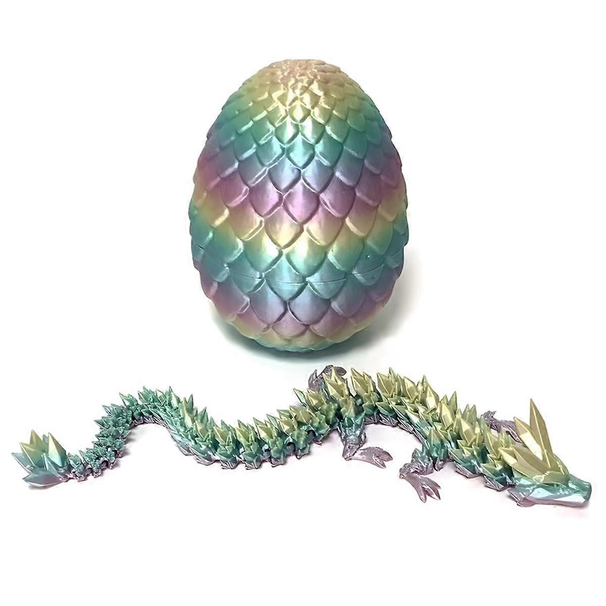 3D Printed Dragon Egg with Dragon Inside Egg Full Articulated Dragon Crystal Dragon Fidget Toy Colorful Gift for Adults