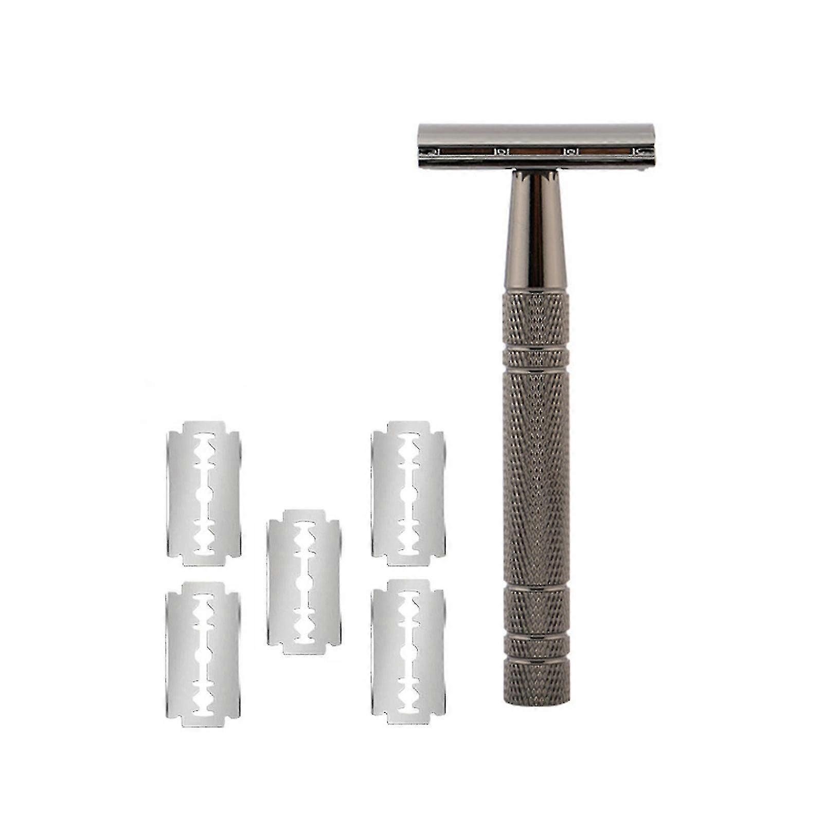 Reusable Double Edge Safety Razor for Women, Single Blade Razors for Men, with 5 Stainless Steel Razor Blades, Metal DE Razor for a Close Smooth Shave