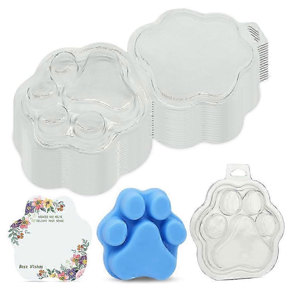 50 Pack Cat's Claw Shaped Wax Melt Clamshells, For Wax Cubes, Clear Empty Cube Tray Molds For Wickless Tarts Candles
