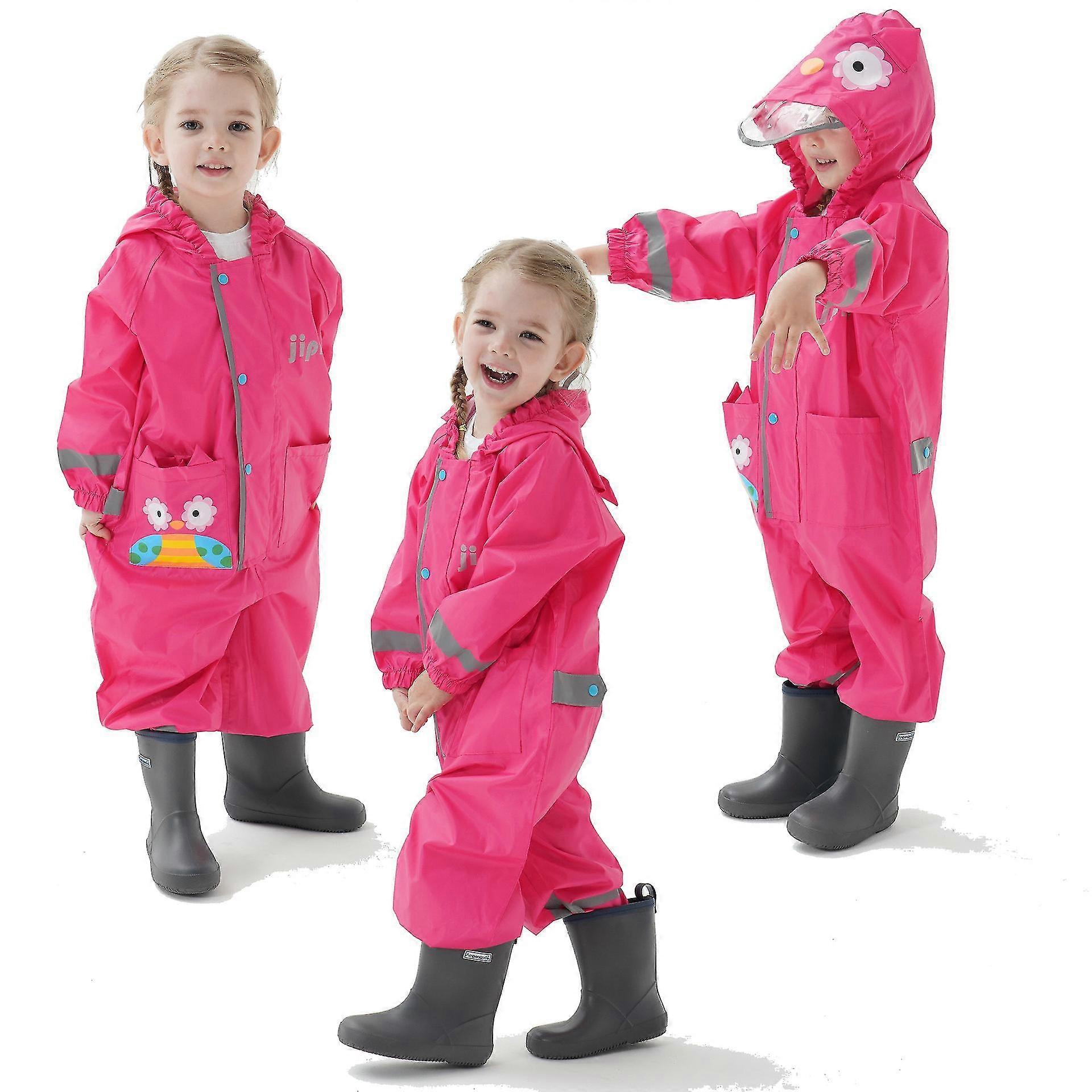 3d Kids Raincoats For Boys Girls Hooded Animal Rainsuit Children Waterproof One Piece Rainwear
