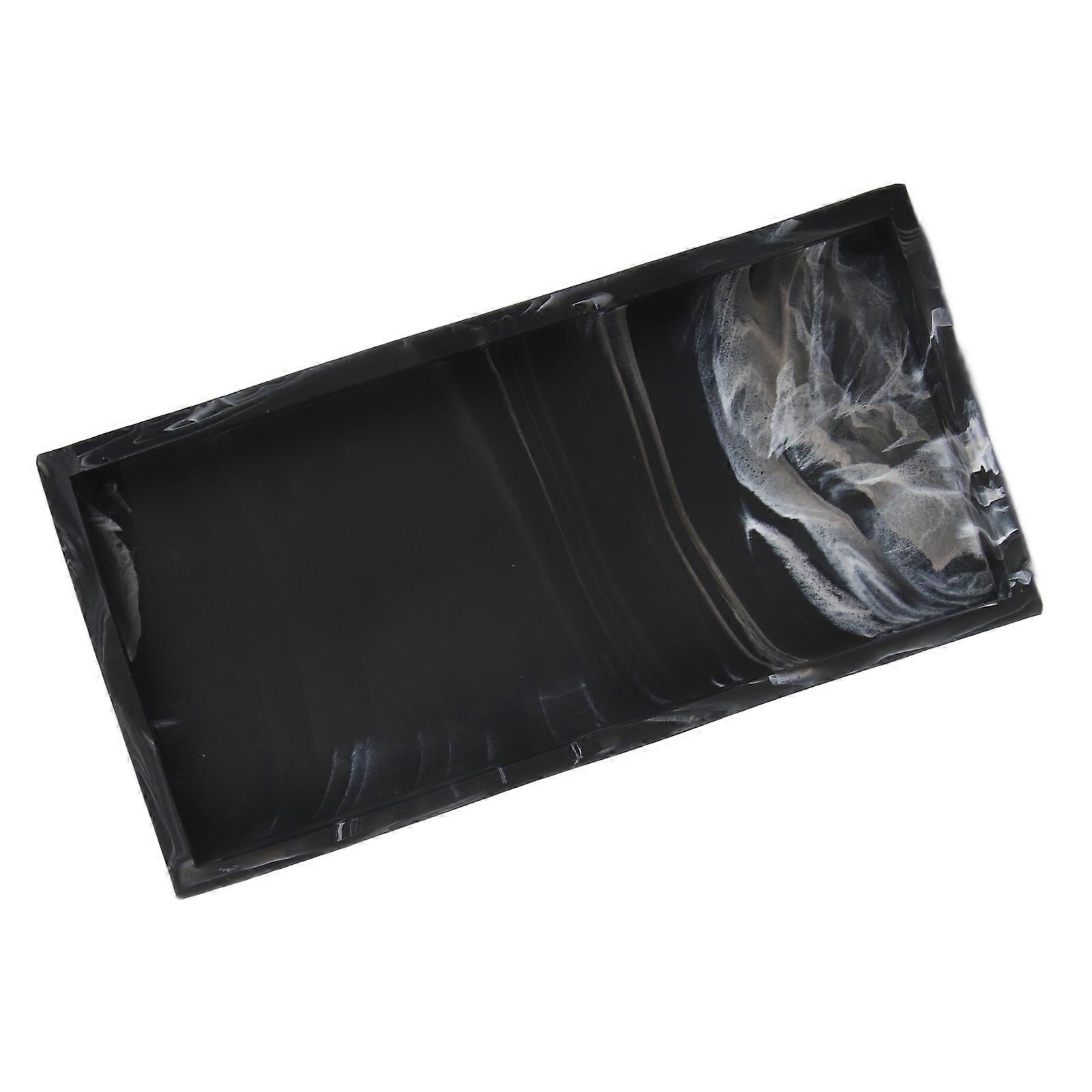 Silicone Storage Tray for Bathroom Countertop Sink Vanity Soap Dispenser Shatterproof Black Marbling