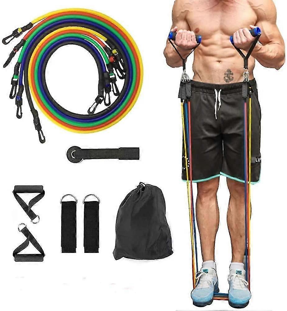 11pcs Resistance Bands Set, Elastic Pull Rope Stretch Fitness Home Gym, Elastic Training Pull Rope For Yoga Pilates