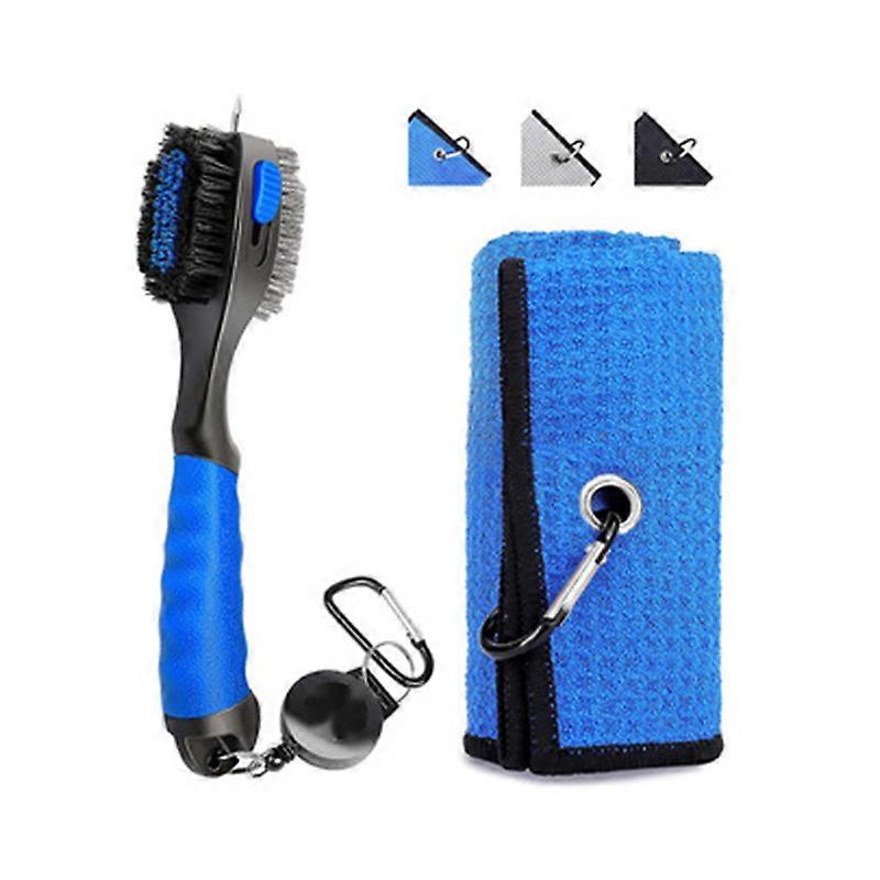 Set of 1 Club Brushes Includes Golf Cloth and Groove Cleaner with Magnetic Key Ring, Oversized Golf Brush Head and Super Non-Slip Retractable Tip, Com