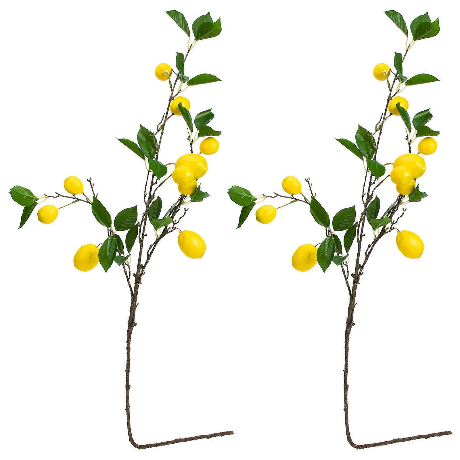 2 Pz Foglia Decor Vaso Limone Pick Artificiale Limone Pick Artificiale Ramo Di Frutta Giallo Ramo Di Limone Primavera Pick Limone