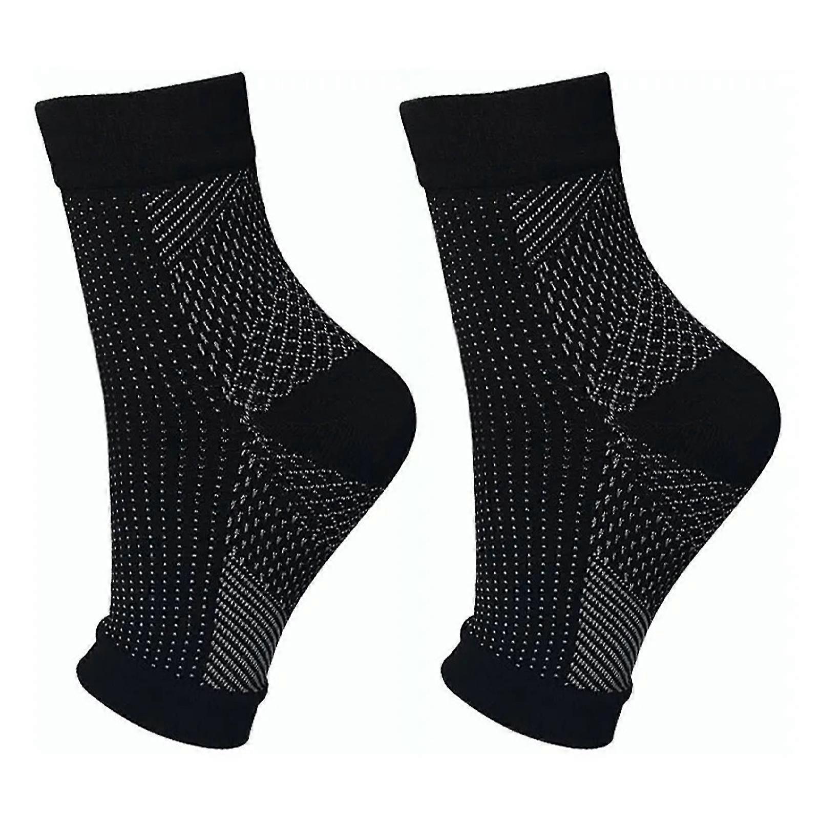 Black LXL Ankle Support Brace Compression Sock Sleeve for Cycling and Running