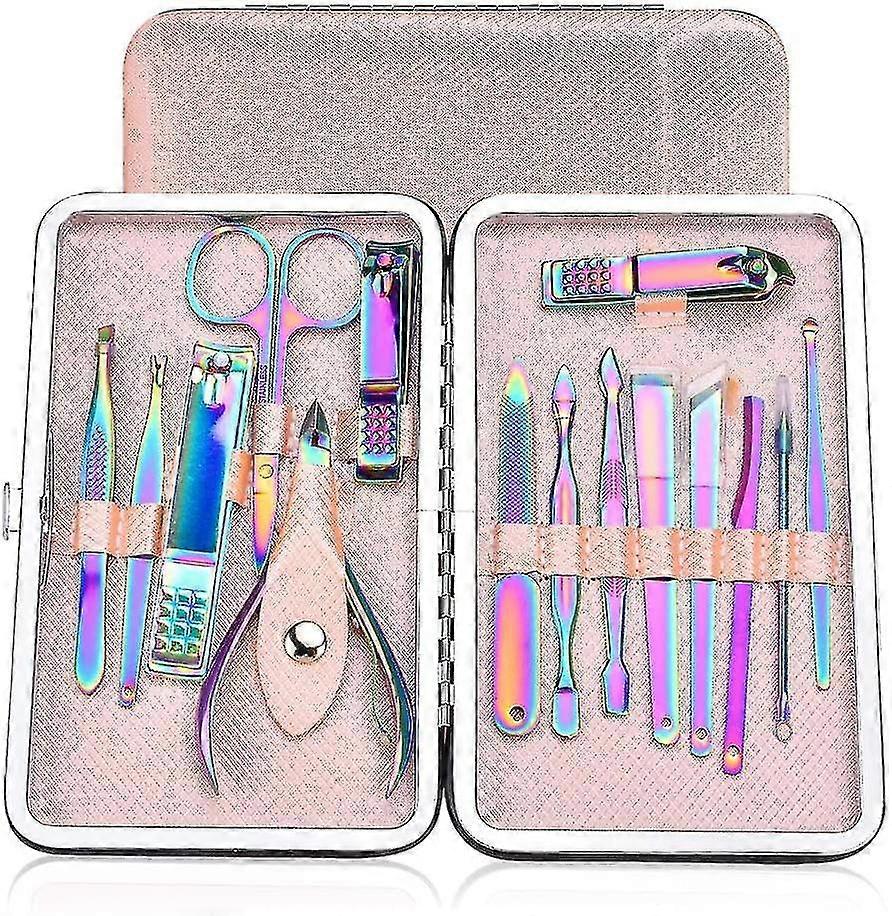 15 Stück Nagelknipser, Regenbogen Farbe Zehennagel Clippers Maniküre Set Pediküre Werkzeuge