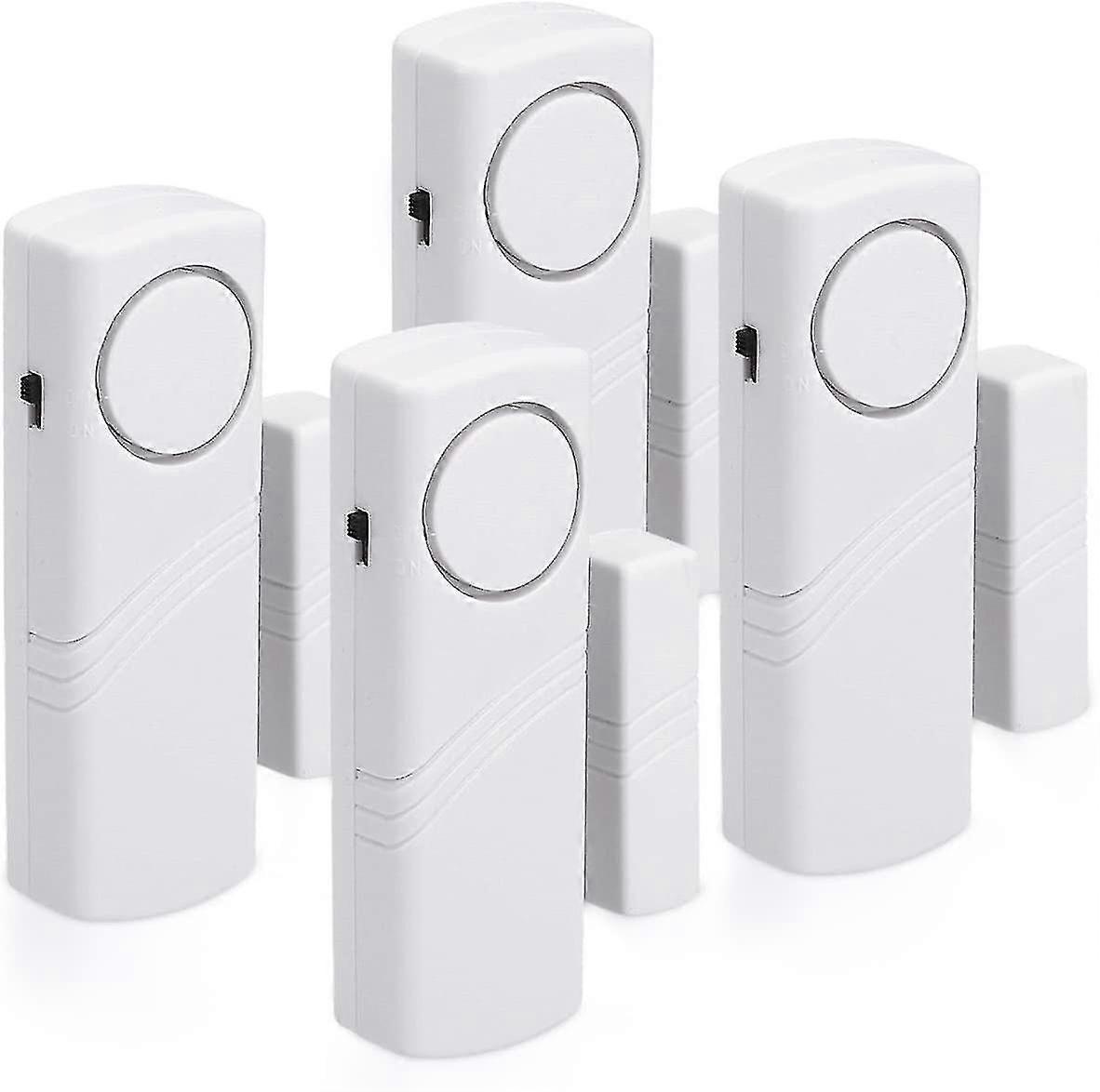 Door And Window Alarm - Lot 4x Wireless Intrusion Alarm - Home Security Against Burglary - Magnetic Operation - 100 Db  TA