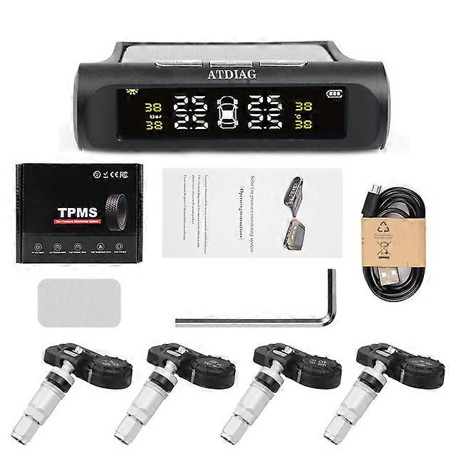 New Solar TPMS Car Tire Pressure Alarm Monitor System 4 Wheel Internal External Tyre Sensor Temperature Alert