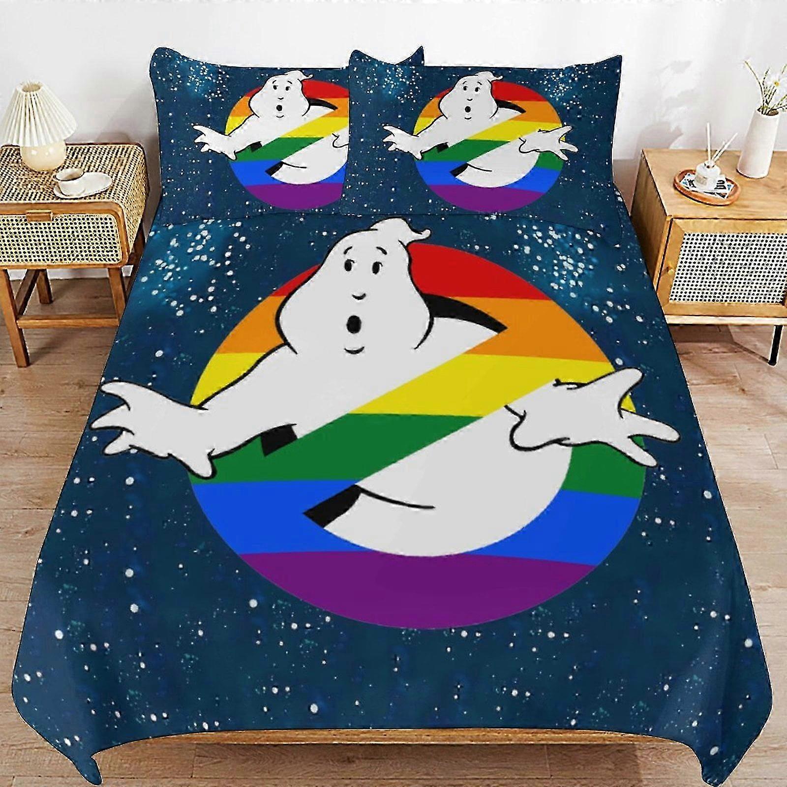 o744 Lençóis Ghostbusters Capa de Edredom de Cama Microfibra Se3D Impresso Leve3 Peças Edredom Se, (1 Capa de Edredom e 2 Fronhas) Cama Sh