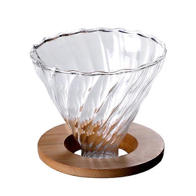 Coffee Dripper Immersion Glass Funnel Pour Over Coffee Maker with Wooden Base Slow Brewing Accessories Filter Paper Not Included