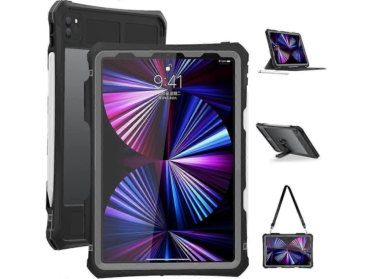 Waterproof Case For iPad Pro 11 inch 2022 2021 2020 4th/3rd/2nd Generation, Full-Body Heavy Duty Shockproof Protective Cover with Kickstand Built-in S