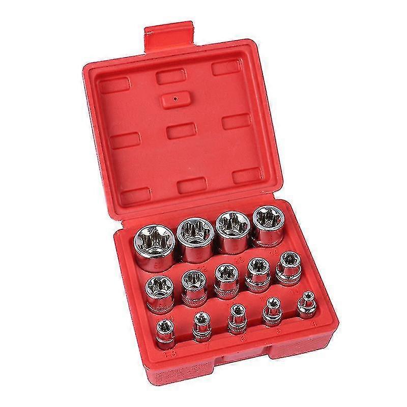 Female Star Socket Set, Female External Star Socket Set, E4 - E24 Torque Socket Set, 1/4"dr. 3/8"dr. 1/2"dr.1pcsred
