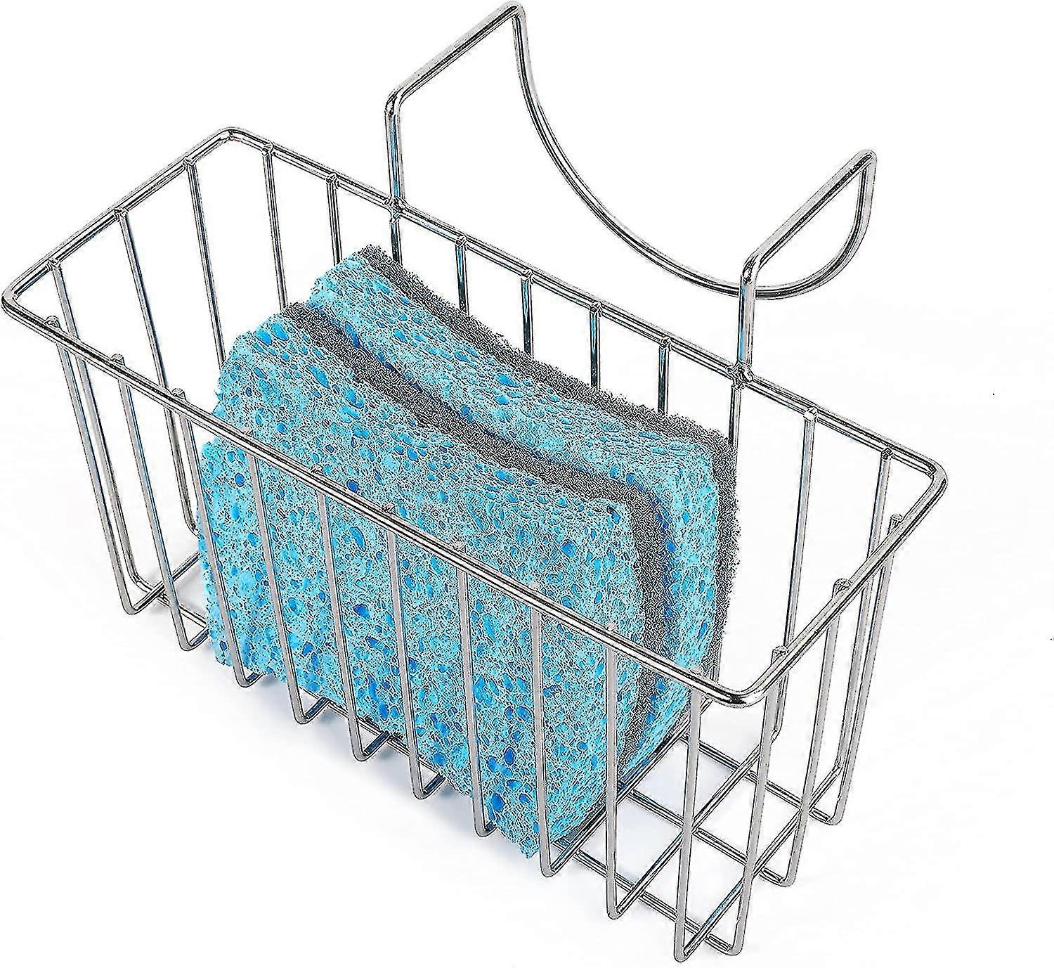 Kitchen Sponge Holder,sink Basket Dishwashing Drainer Rack Silver
