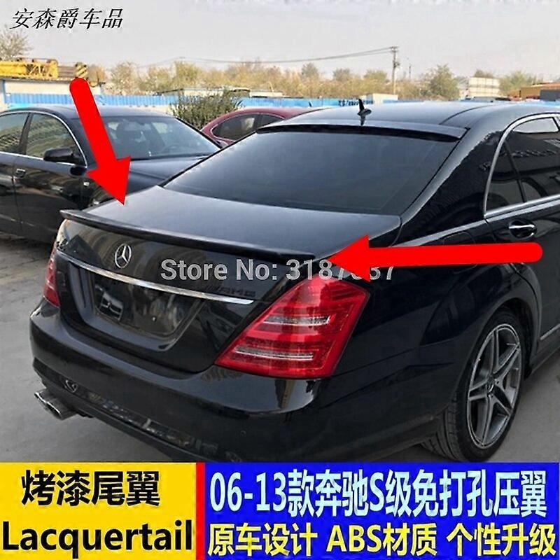 For benz S class w221 spoiler 2006-2015 S65 ABS Plastic Unpainted Color Rear Roof Spoiler Wing Trunk Lip Boot Cover Car StylingMotorcycle Neck Braces