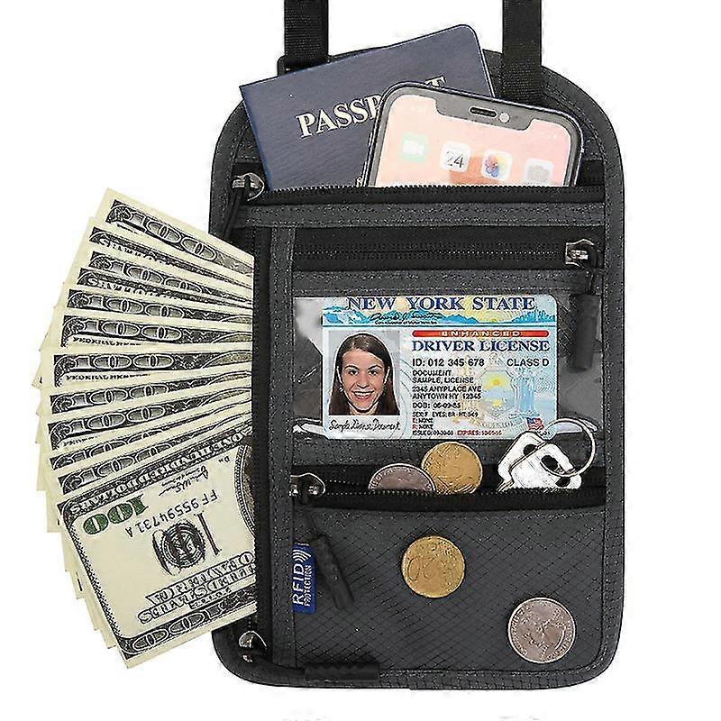 Rfid Blocking Passport Holder Wallet With Neck Pouch zipper