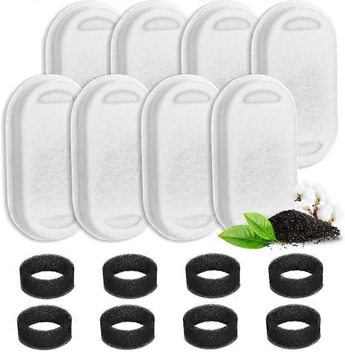 Cat Water Fountain Filters, 16 Pieces Charcoal Filter and 3.2L Stainless Steel Cat Foam Sponge Cat Fountains with Resin and Activated Carbon