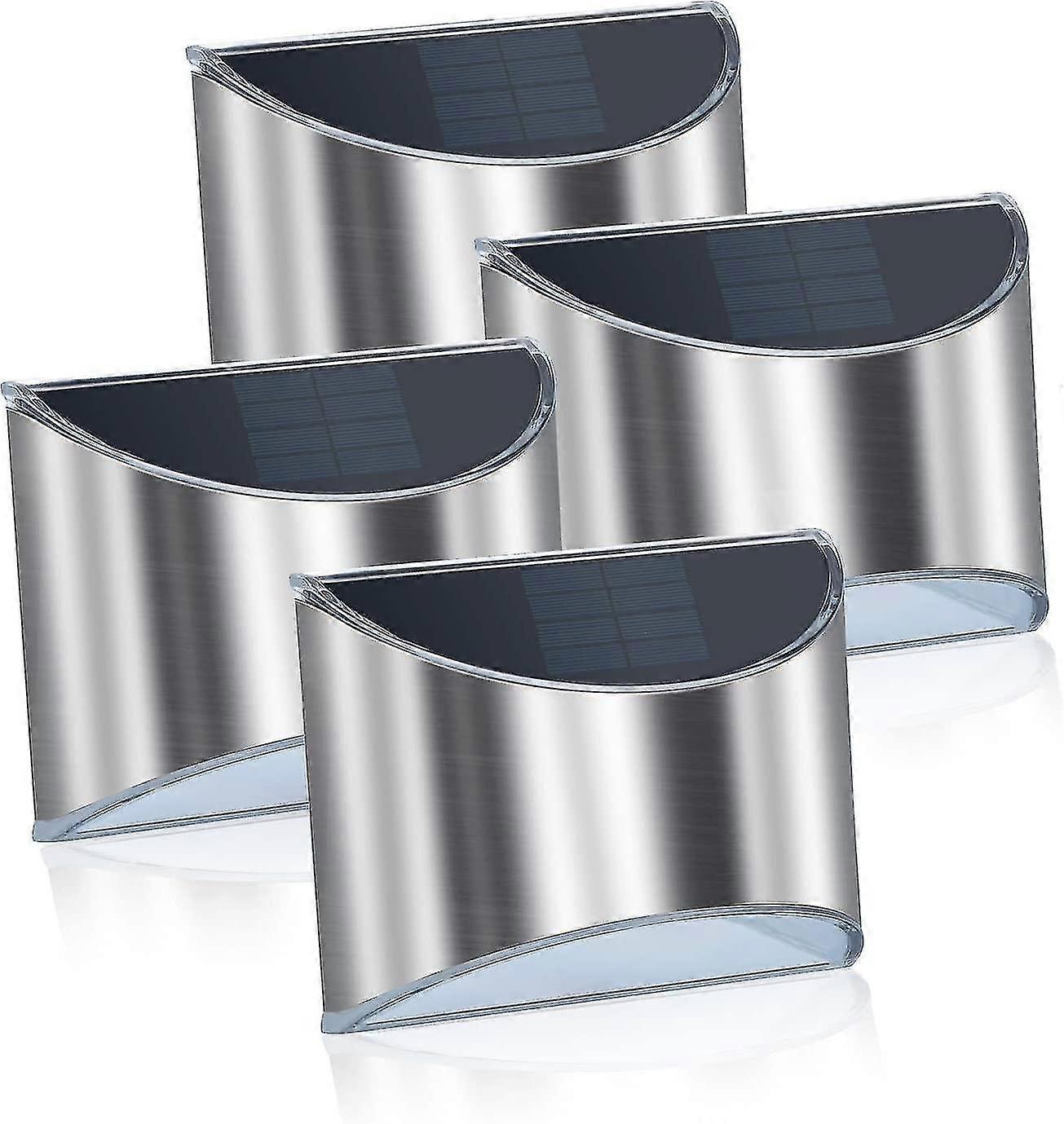 ソーラーライト屋外Ledソーラーウォールライト、4pcs屋外ライトソーラーステンレススチールソーラーライト